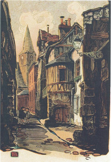 Rue des Matelas, Hyppolite Madelaine, Gravure sur bois, 1919